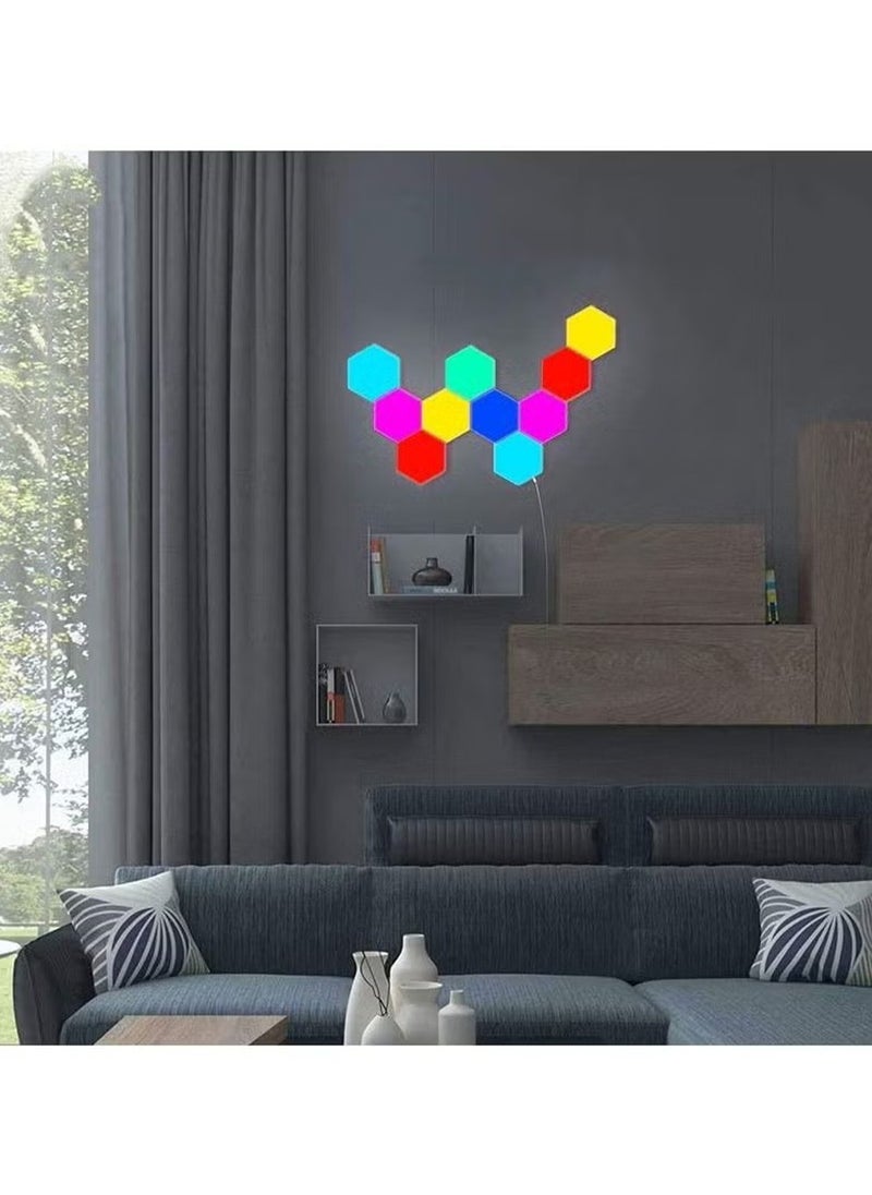 Generic - 10 Pcs LED Hexagonal Atmosphere Rhythm Light,RGB Gaming Lights with APP Smart Modular Panel Hex,DIY Splicing Lights Creative Geometry Assembly LED Night Light for Home Office Hotel Festive Gift - Image 1