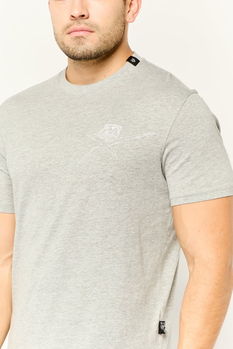 PHILIPP PLEIN Plein Sport Men Sportswear Fit Short Sleeves Outdoor T-Shirt, Grey - Image 3