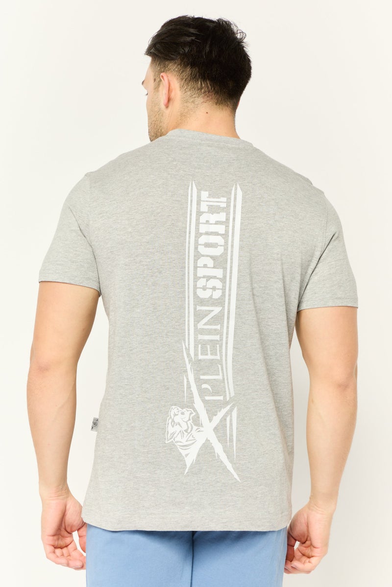 PHILIPP PLEIN Plein Sport Men Sportswear Fit Short Sleeves Outdoor T-Shirt, Grey - Image 4