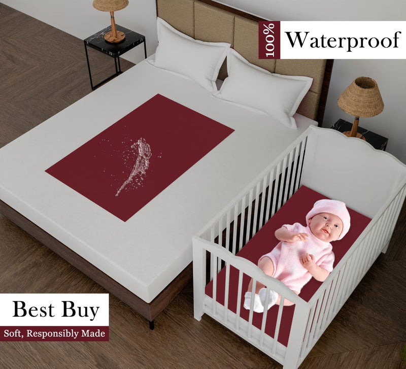 Daksh Baby Dry Sheet/Waterproof Sheet/Baby Sleeping Mat/Bed Protector/Quick Drying/Absorbent Dry Sheet (Medium 28"x40"Inch)-Maroon - Image 2
