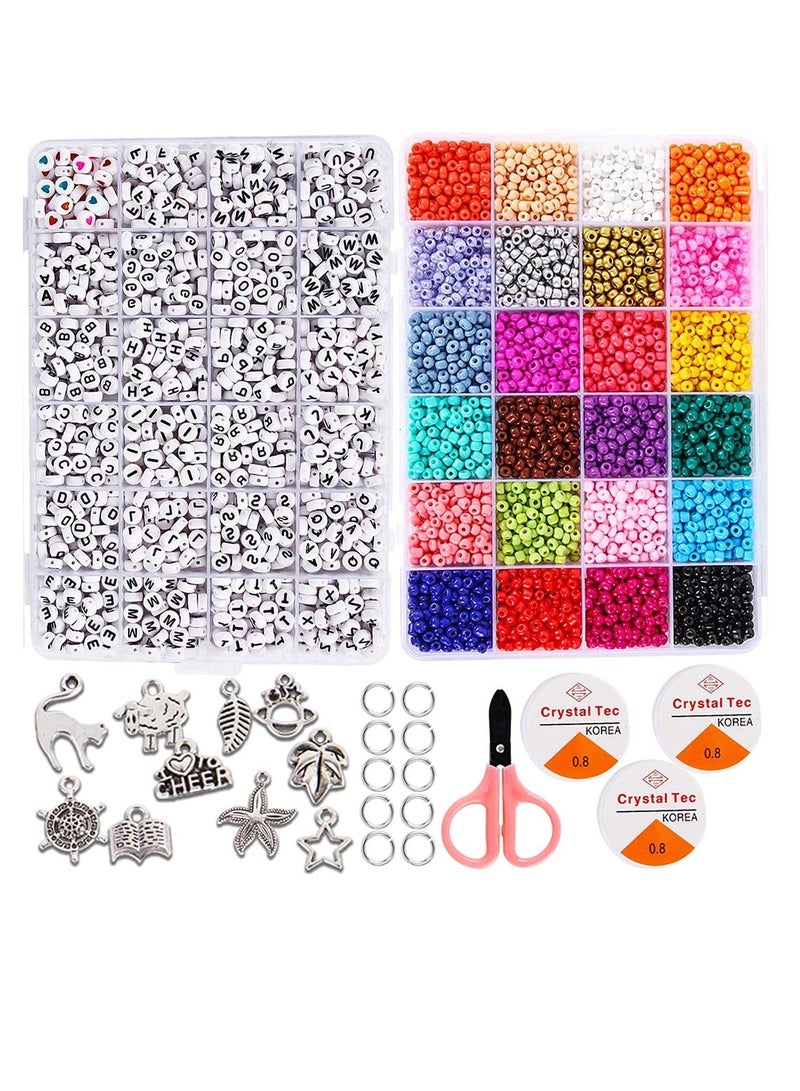 Bracelet Bead Craft Kit with 5000 Pieces of 4mm Beads for Jewelry Making - Image 1