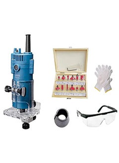 THS THS Wood Trimmer Tool Kit Trimmer Machine with 12Pieces Different Shaped RouterTrimmer Bit Set 14inch 635 mm Shank 