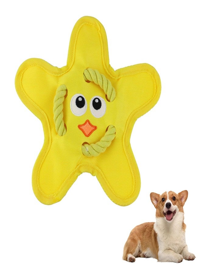 Andiker Squeaky Dog Toys, Cute Star Shape Dog Chew Toys with Squeaker Crinkle Paper Strong Ropes Bright Color Interactive Dog Toys for Puppy Small Medium Dogs Chewing Grinding Teeth (Yellow) - Image 1