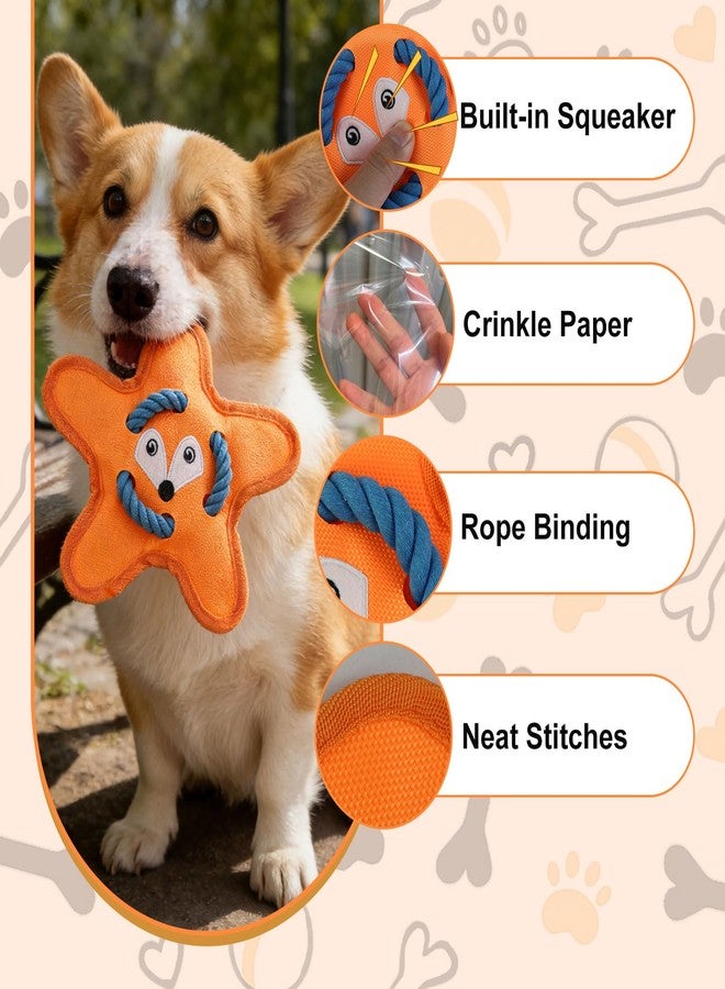 Andiker Squeaky Dog Toys, Cute Star Shape Dog Chew Toys with Squeaker Crinkle Paper Strong Ropes Bright Color Interactive Dog Toys for Puppy Small Medium Dogs Chewing Grinding Teeth (Yellow) - Image 4