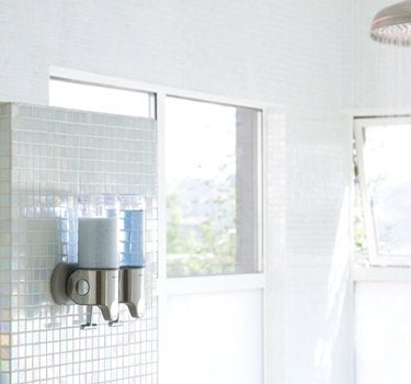 simplehuman simplehuman Triple Wall Mount Shower Pump, 3 x 15 fl. oz. Shampoo and Soap Dispensers, Stainless Steel - Image 2