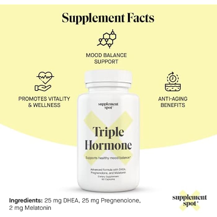 Supplement Spot Natural Mood Balance Supplement w/Melatonin, DHEA & Pregnenolone - Formulated to Increase Energy in Men & Women (60 Capsules) - Image 2