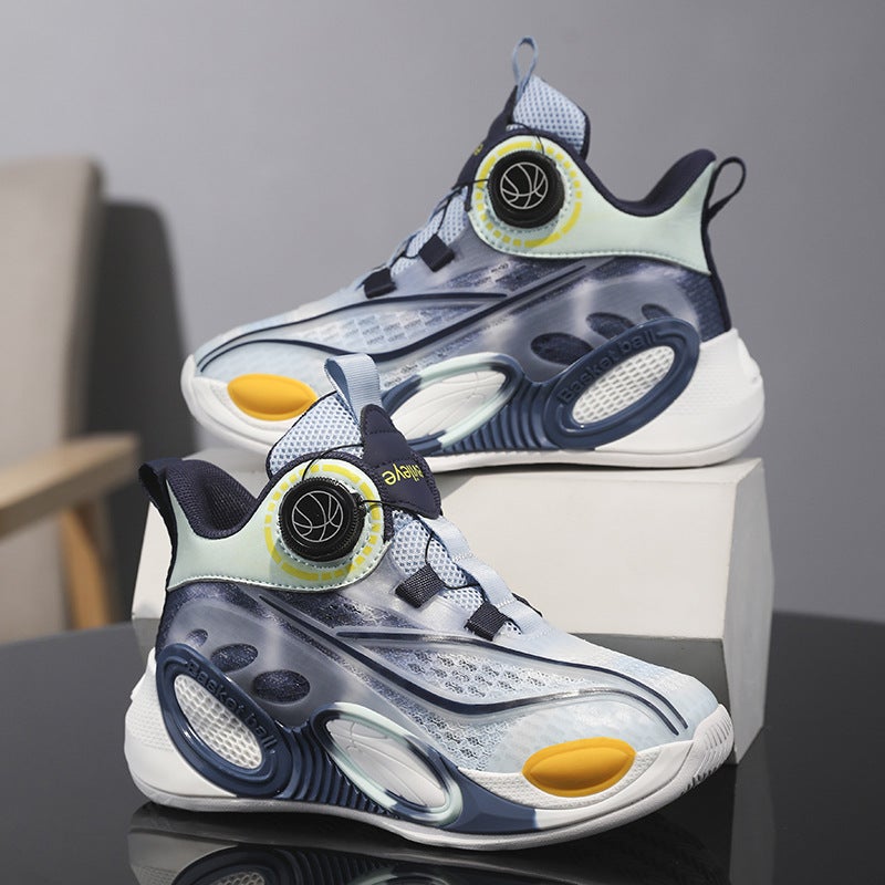 Children'S Shoes New Boys And Girls Sneaker Children'S Rotating Button Mesh Breathable Sneaker - Image 3