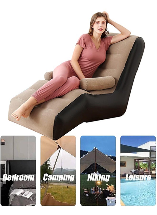 Generic - Inflatable Sofa Couch, Foldable Indoor Sofa Lounge Chair Sleeper Inflatable Lounger Air Sofa Chair Deck Chair for Bedroom Living Room Camping - Image 1