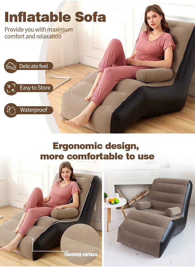 Generic - Inflatable Sofa Couch, Foldable Indoor Sofa Lounge Chair Sleeper Inflatable Lounger Air Sofa Chair Deck Chair for Bedroom Living Room Camping - Image 1