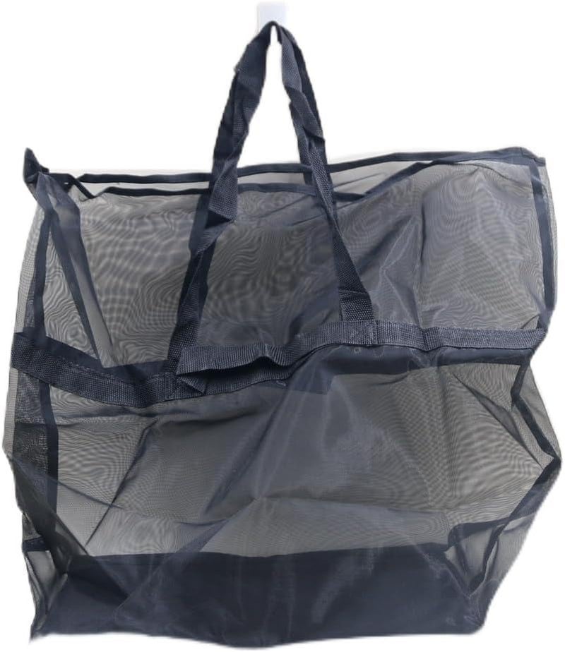 B&D Large Mesh Tote Bag with Handles - Navy Blue Transparent Storage Carrier