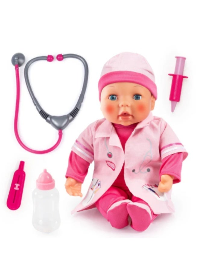 Bayer Design Doctor Set Doll with LED Accessories, 38 cm - Image 1
