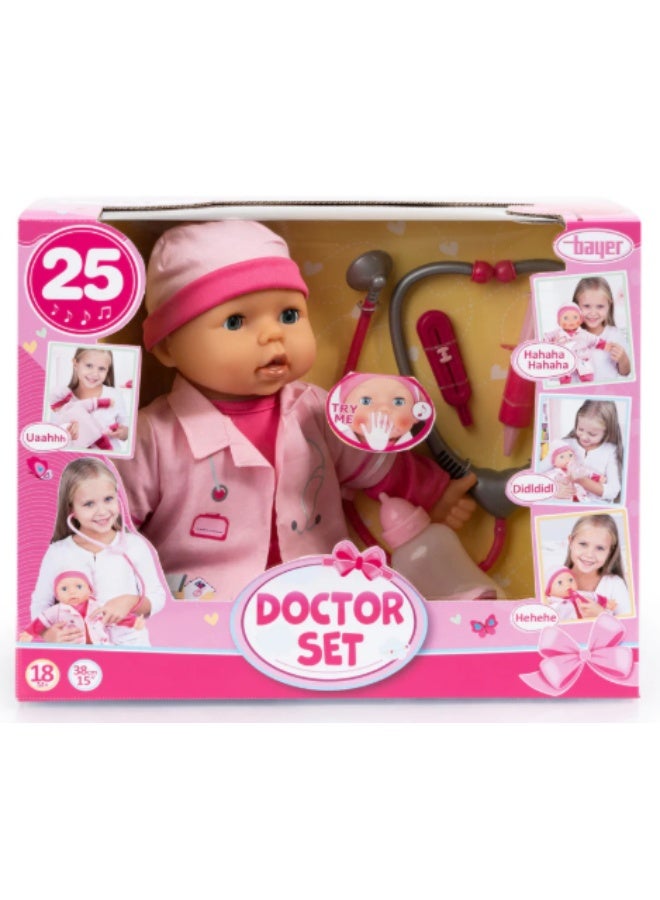 Bayer Design Doctor Set Doll with LED Accessories, 38 cm - Image 2