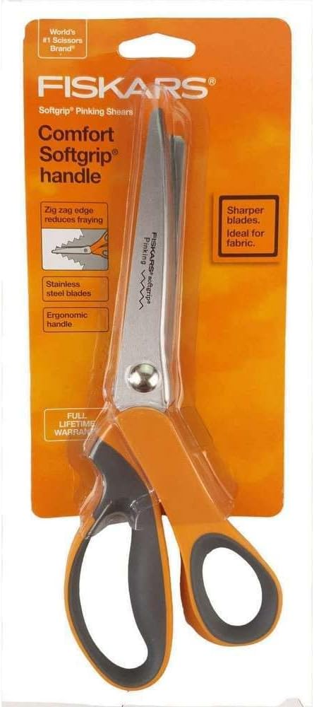 Fiskars 8 Softgrip Pinking ScissorsOrange95 long - Image 1