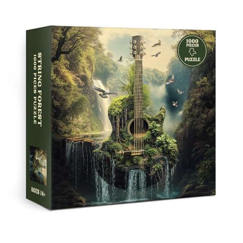 BBOLDIN Guitar Forest Nature Puzzle 1000 Piece for Adults Music Waterfall Scenery Jigsaw Puzzle Fantasy Landscape Bird Plants Challenging Puzzles - Image 5