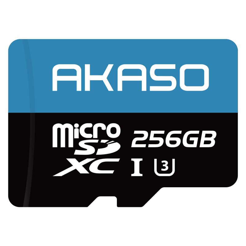 Akaso بطاقة الذاكرة AKASO microSDXC U3 بسعة 256 جيجابايت - تصل إلى 100 ميجابايت/ثانية، UHS-I C10، U3، دقة كاملة HD، 4K UHD، بطاقة MicroSD - Image 1