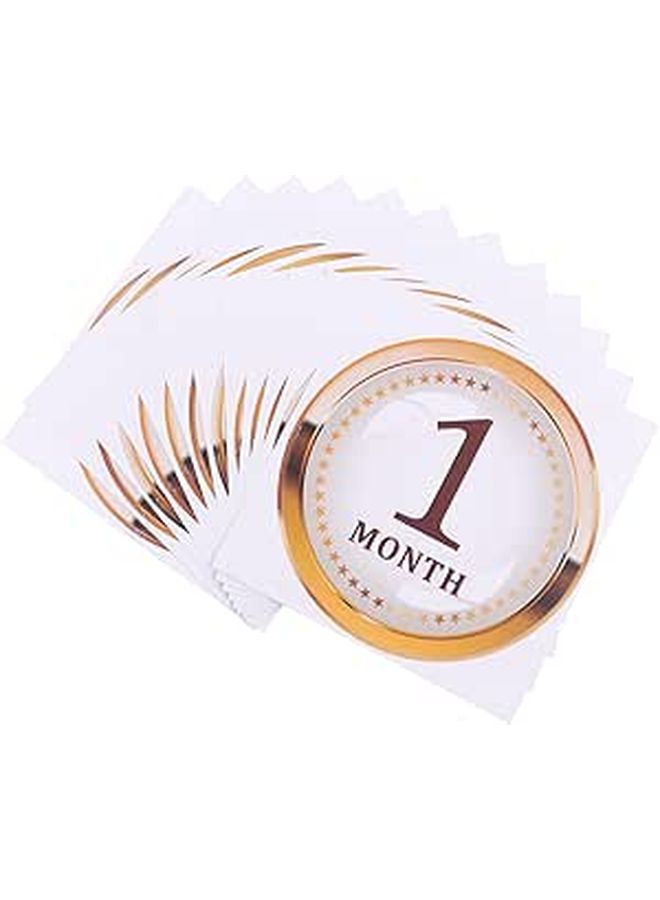 Newborn Baby Monthly Milestone Stickers Belly Decals Photo Props Set 12 Pieces - Image 1