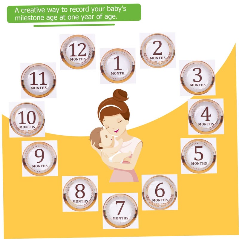 Newborn Baby Monthly Milestone Stickers Belly Decals Photo Props Set 12 Pieces - Image 3