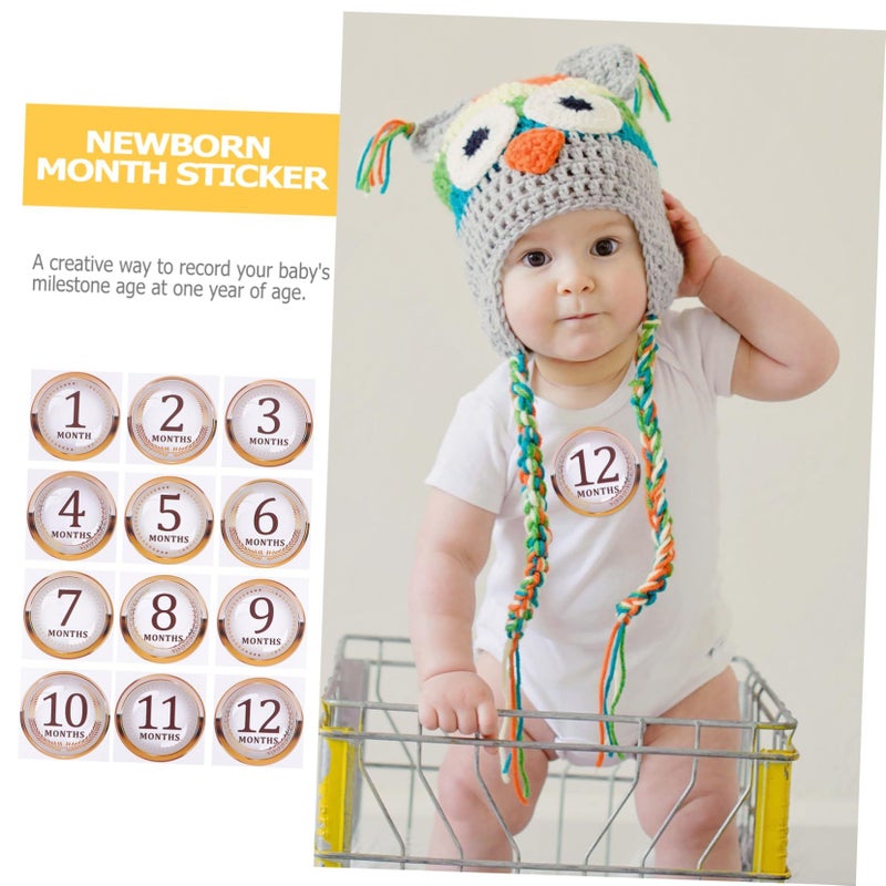 Newborn Baby Monthly Milestone Stickers Belly Decals Photo Props Set 12 Pieces - Image 5
