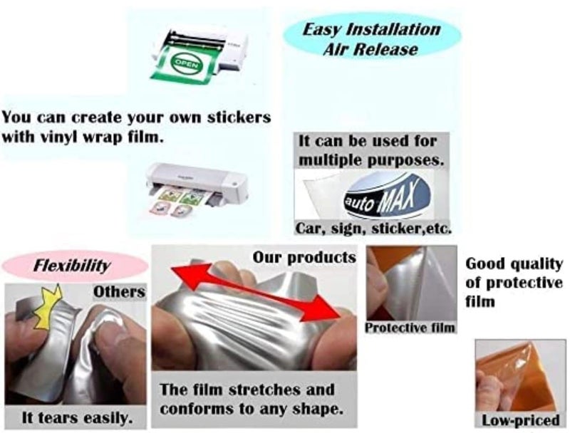CREON Vinyl Wrap for Car & Bike Self Adhesive Vinyl Wrap Sheet Sticker & Decal Roll Film Auto Car Vehical Air Release (2 feet x 6 feet, Black Glossy Wrap) - Image 5