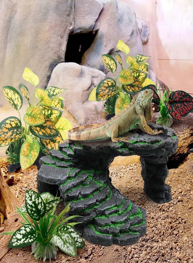 Moonorange Reptile Artificial Plants, Terrarium Plants Decorations Supplies, Aquarium Fish Tank Plant, Amphibian Habitat Hideout Tank Accessories(M Set-4pcs/C) - Image 3