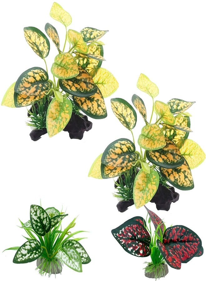 Moonorange Reptile Artificial Plants, Terrarium Plants Decorations Supplies, Aquarium Fish Tank Plant, Amphibian Habitat Hideout Tank Accessories(M Set-4pcs/C) - Image 1