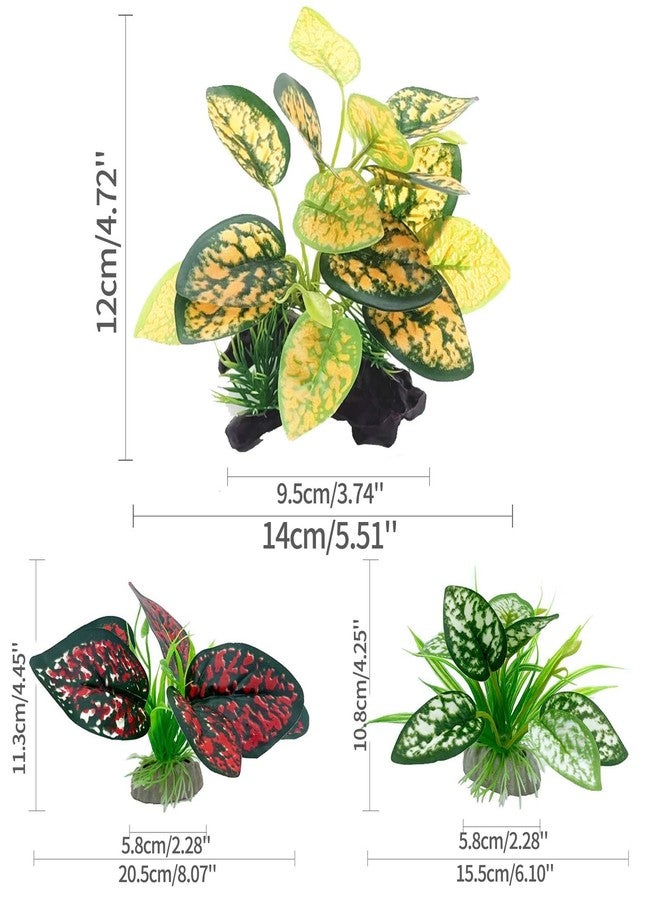 Moonorange Reptile Artificial Plants, Terrarium Plants Decorations Supplies, Aquarium Fish Tank Plant, Amphibian Habitat Hideout Tank Accessories(M Set-4pcs/C) - Image 2