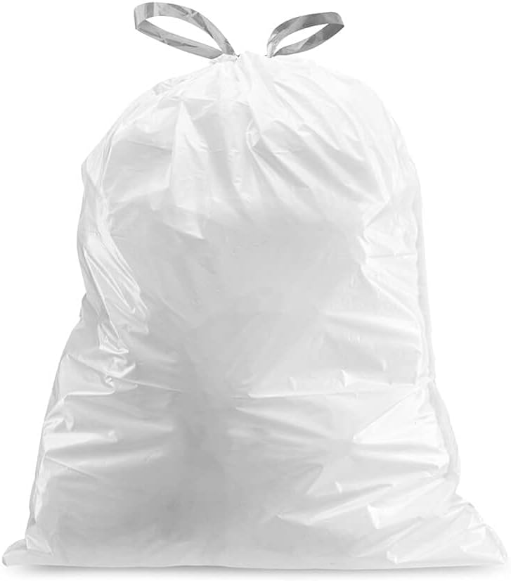 يقلل التآكل اليومي أكياس القمامة المصممة خصيصًا Plasticplace، متوافقة مع simplehuman رمز G (100 عدد) بطانات قمامة بيضاء برباط سحب 8 جالون / 30 لتر، 17.5 × 28 بوصة خيارات شراء مرنة - Image 3