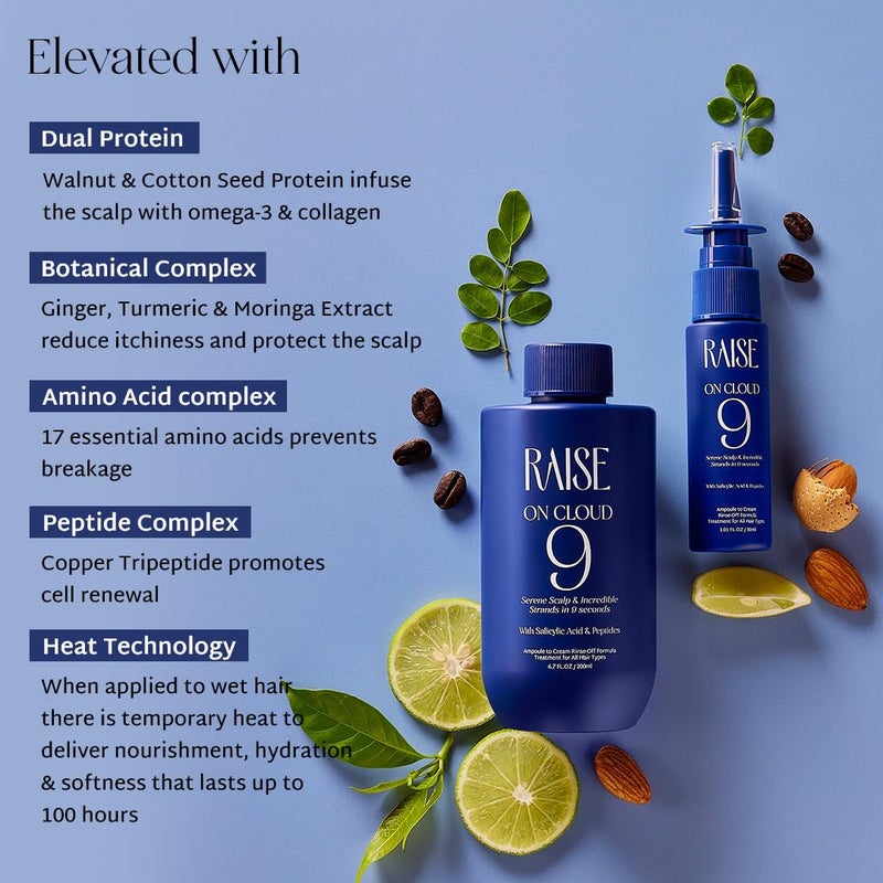 Raise Raise On Cloud 9 Daily Travel Combo Scalp Strand Treatment Korean Glass Like Shine in 9 secs Amploule to Cream Wash Off treatment SLS Paraben Free Upto 100hrs Hydration 200ml30ml  - Image 5