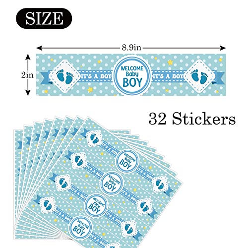 MonMon & Craft Welcome Baby Boy Water Bottle Stickers/Gender Reveal Bottle Wrappers/It's a Boy Water Labels Supplies/Baby Shower Decorations Blue (Set of 32) - Image 2