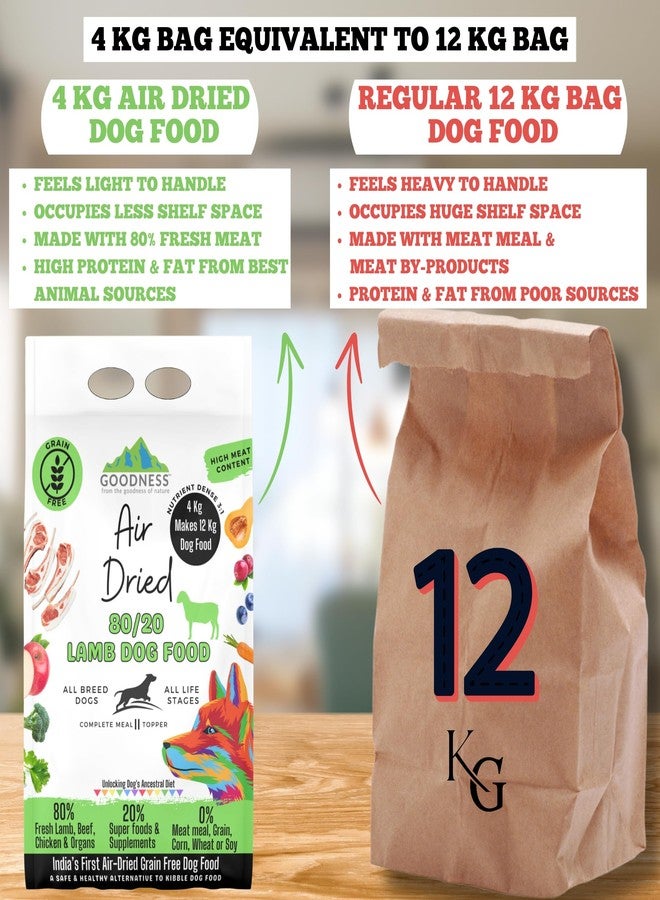 Goodness 80/20 Lamb Air Dried Dog Food with 80% Fresh Lamb, Beef, Chicken & 20% Superfoods - Grain-Free, Natural, for All Dog Breeds & All Life Stages - 2 kg (Equals 6 kg of Dog Food) - Image 3