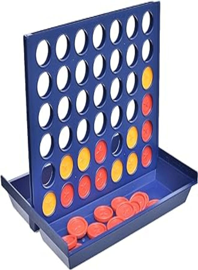 Plastic Connect Four Game With Sliding Around Board And Made Of High Quality Materials Ideal Travelling Companion Add More Entertaining For Kids - Multi Color 
