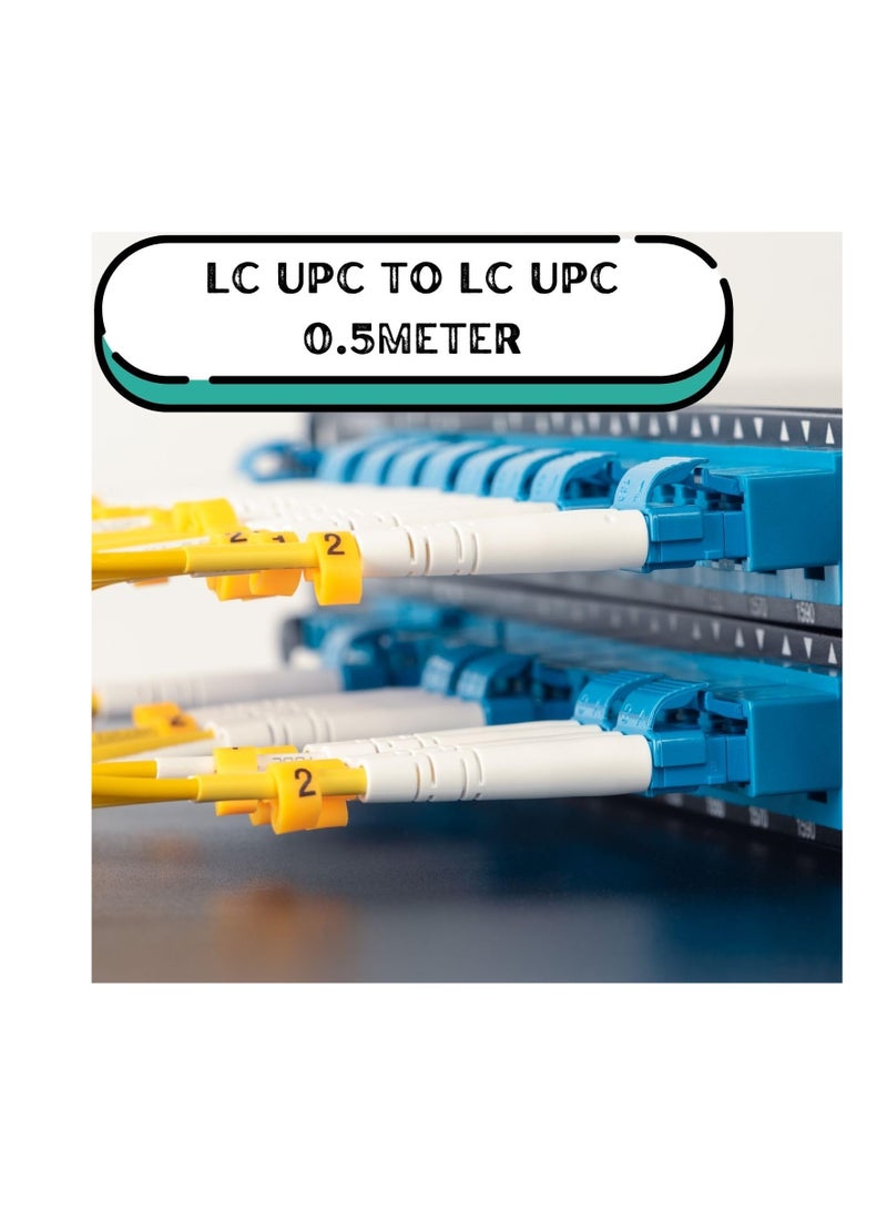 دكورفي كابل توصيل الألياف الضوئية DKURVE LC إلى LC UPC بطول 0.5 متر، وضع مزدوج أحادي OS2 G652D، 9125 ميكرومتر، عبوة من 3 قطع - Image 2