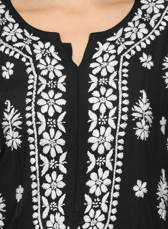 Alaya Women Chikankari Hand Embroidered Modal Kurta -AL4042 - Image 5