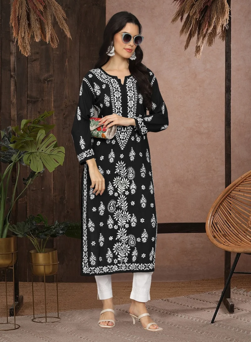 Alaya Women Chikankari Hand Embroidered Modal Kurta -AL4042