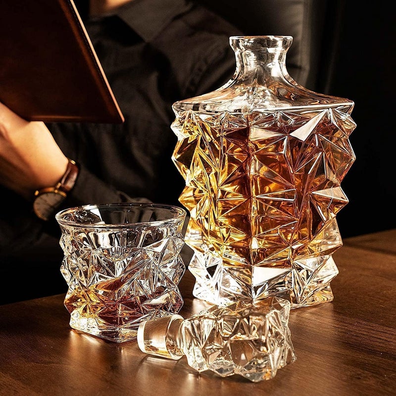 PIPBO PIPBO Premium Crystal Clear 7Pcs Bar Set, 1 Decanter Bottle(850ml) with 6 Whiskey Glasses (300ml), Perfect for Wine, Vodka, Cocktail, Tequila, Rum | Best Gift for Men.  - Image 5