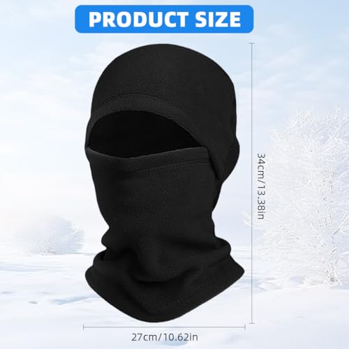STHIRA® Winter Balaclava Hat Neck Warmer, Soft Thermal Fleece Ski Hat with Face Mask, Outdoor Sport Warm Hat Motorcycle Helmet Liner Warm Skull Cap for Men Women Black - Image 2