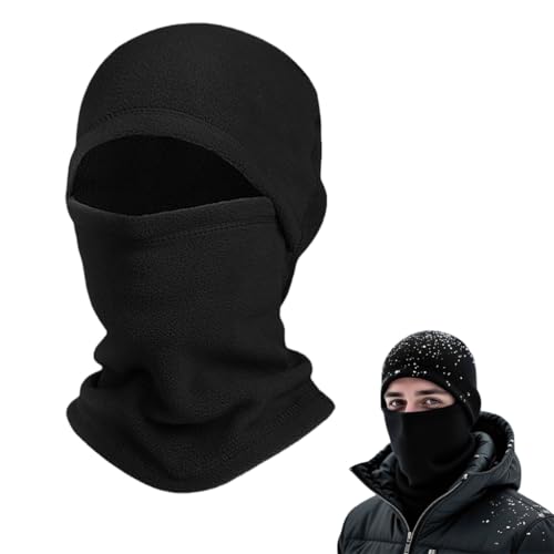 STHIRA® Winter Balaclava Hat Neck Warmer, Soft Thermal Fleece Ski Hat with Face Mask, Outdoor Sport Warm Hat Motorcycle Helmet Liner Warm Skull Cap for Men Women Black - Image 1