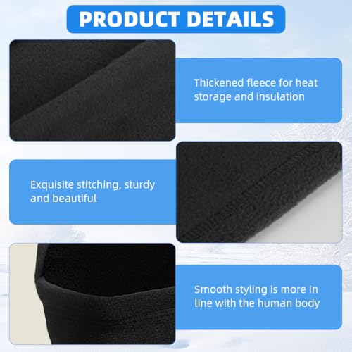 STHIRA® Winter Balaclava Hat Neck Warmer, Soft Thermal Fleece Ski Hat with Face Mask, Outdoor Sport Warm Hat Motorcycle Helmet Liner Warm Skull Cap for Men Women Black - Image 3