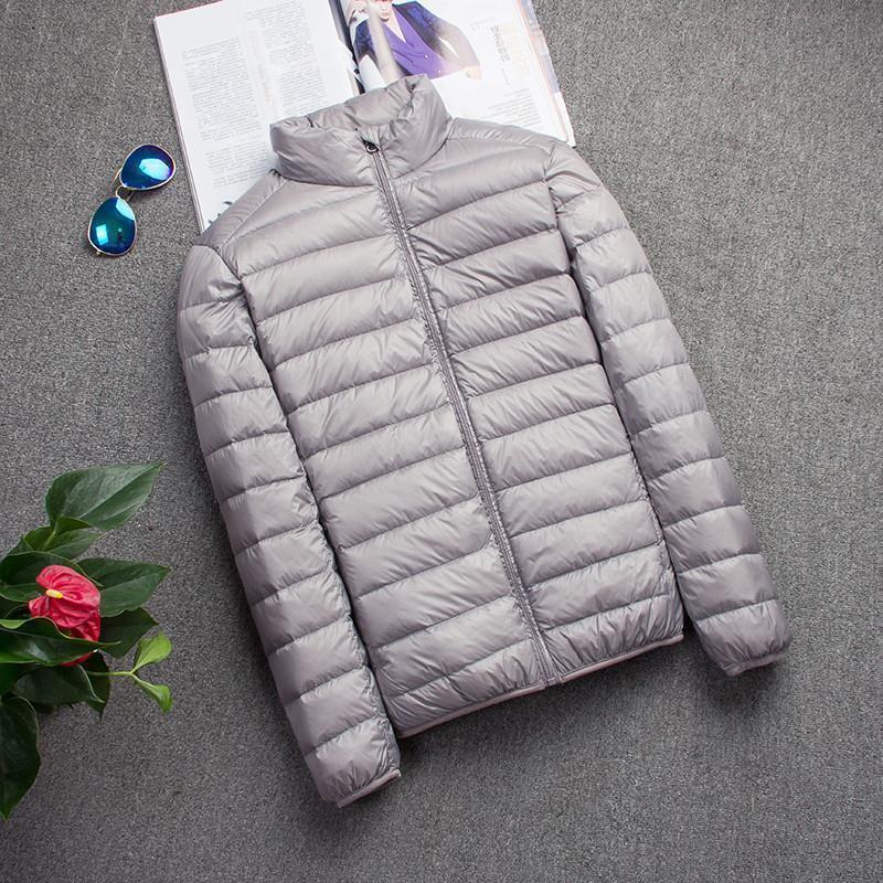 2022 Autumn Winter Mens Lightweight Down Jacket gray stand collar 