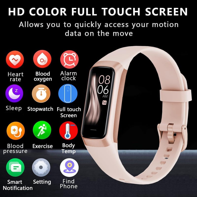 TROTY Fitness Tracker with Heart Rate/Blood Oxygen/Sleep Monitor, 20+ Sports Modes Smart Watches for Women/Men, Activity & Step Tracker Smart Watch for Android/iOS Phones (Rose Pink) - Image 2