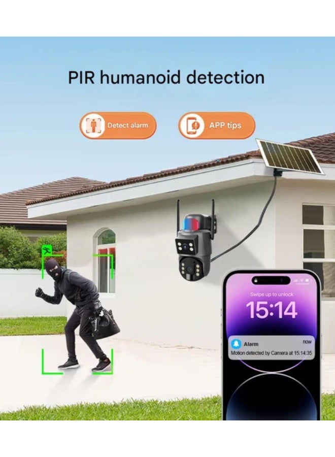 كروني كاميرا مراقبة كروني Rbx-Sd400 4g تعمل بالطاقة الشمسية بدقة 6 ميجابكسل، كاميرا مراقبة خارجية لاسلكية متحركة بتقنية الذكاء الاصطناعي، كشف الإنسان، دعم الرؤية الليلية الملونة، مقاومة للماء، مناسبة للمشاهد الخارجية - Image 5