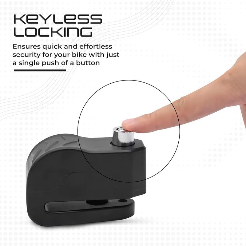 GNOLY قفل قرص إنذار للدراجات النارية - أمان مضاد للسرقة مقاوم للماء للدراجات النارية والسكوتر - قفل عجلة دوار مع صفارة عالية، مفاتيح، وحبل تذكير بطول 1.5 متر (1 قطعة) - Image 5