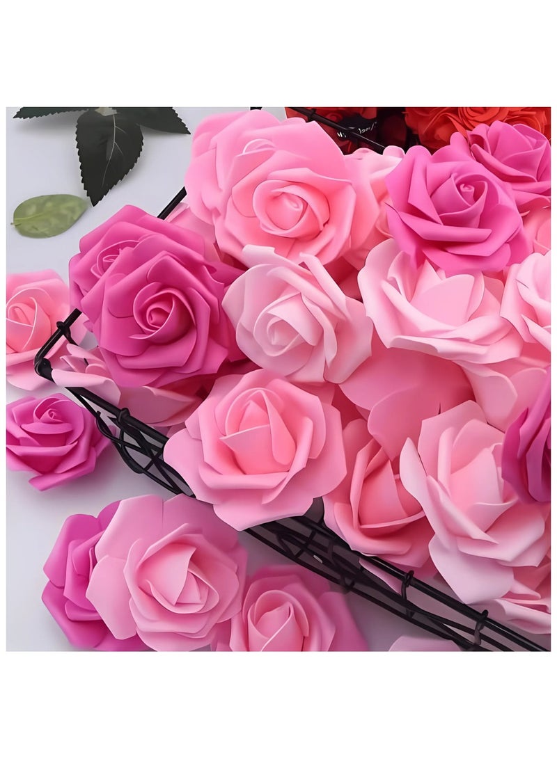 زهور صناعية فاخرة عالية الجودة للديكور، زهور حقيقية المظهر، ديكور رومانسي، مناسبات، أعياد الميلاد، حفلات الزفاف، ديكور طاولة المنزل (مزيج من 3 ألوان، 50 قطعة كبيرة) - Image 1