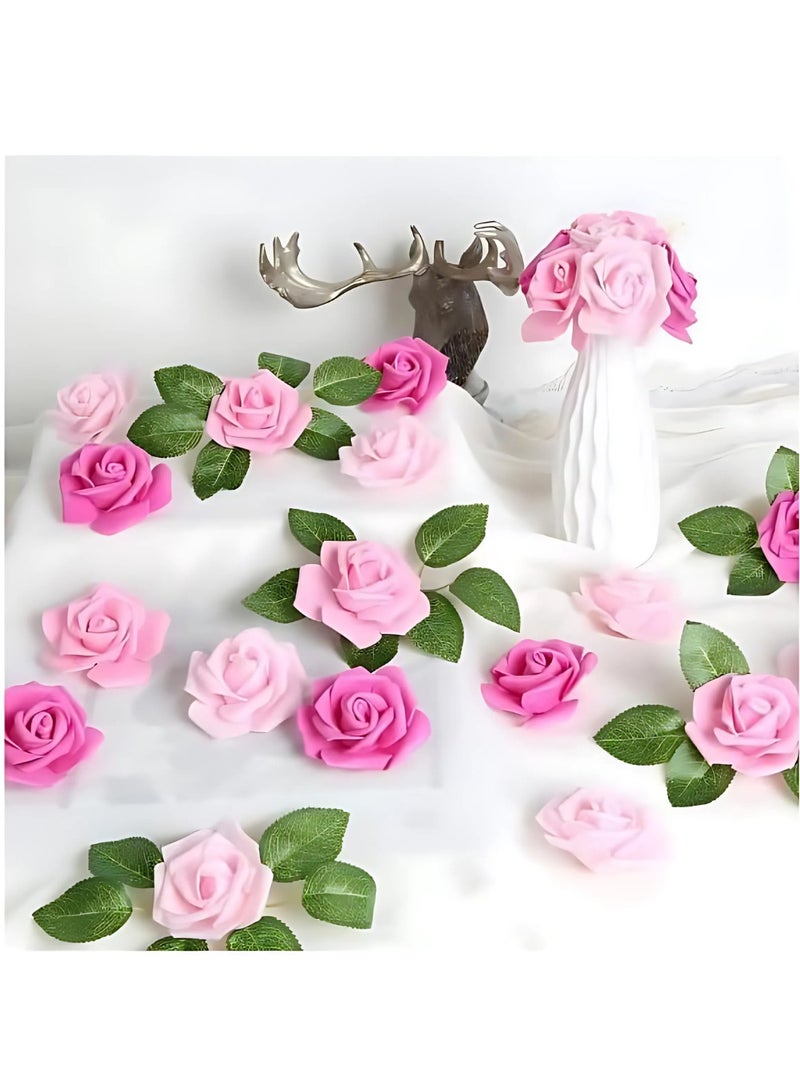 زهور صناعية فاخرة عالية الجودة للديكور، زهور حقيقية المظهر، ديكور رومانسي، مناسبات، أعياد الميلاد، حفلات الزفاف، ديكور طاولة المنزل (مزيج من 3 ألوان، 50 قطعة كبيرة) - Image 3