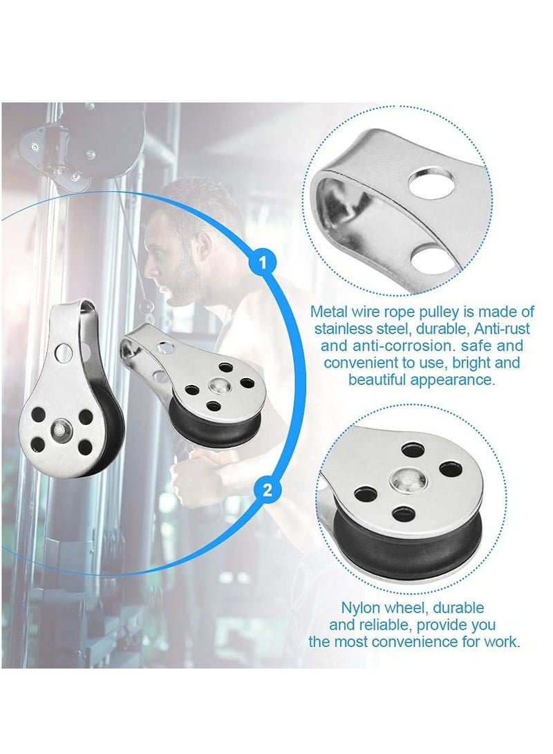 Excefore Pulley Block, 4 Pcs Single Pulley Block,Stainless Steel Pulley Wire Rope Controller Silver Pulley Block Rooll for Sailboat/Washing Line/Gym Fitness  - Image 3