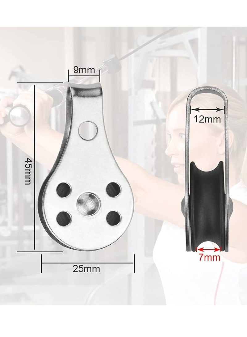 Excefore Pulley Block, 4 Pcs Single Pulley Block,Stainless Steel Pulley Wire Rope Controller Silver Pulley Block Rooll for Sailboat/Washing Line/Gym Fitness  - Image 4