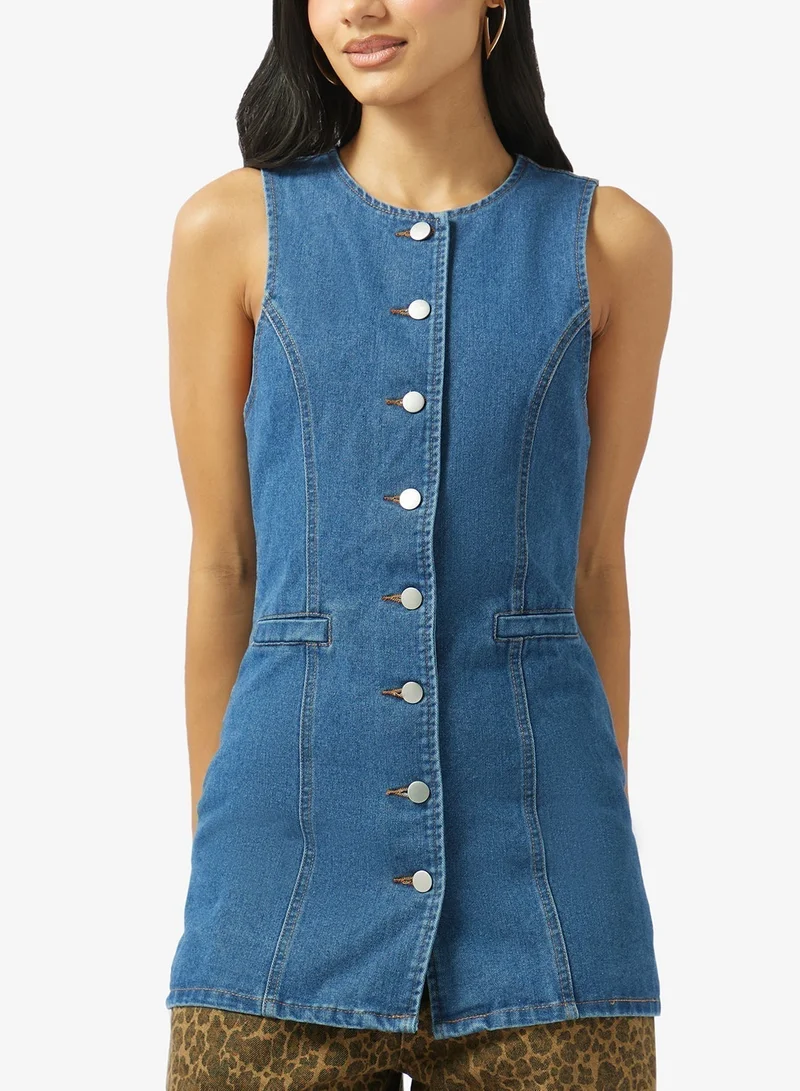 Ginger Button Down Denim Top