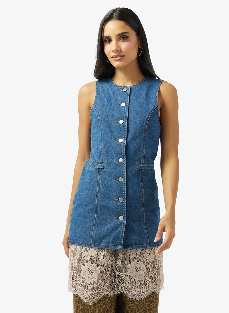 Ginger Button Down Denim Top - Image 1