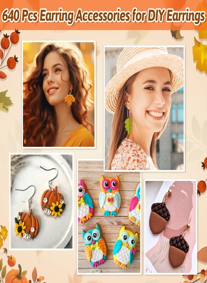 Cruzix Thanksgiving Polymer Clay Earing Cutters, Fall Polymer Clay Cutters Mini Pumpkin Chicken Earrings Cutters with 640 Jewelry Making Accessories 16 Circle Shape Earring Cutters Tools - Image 2
