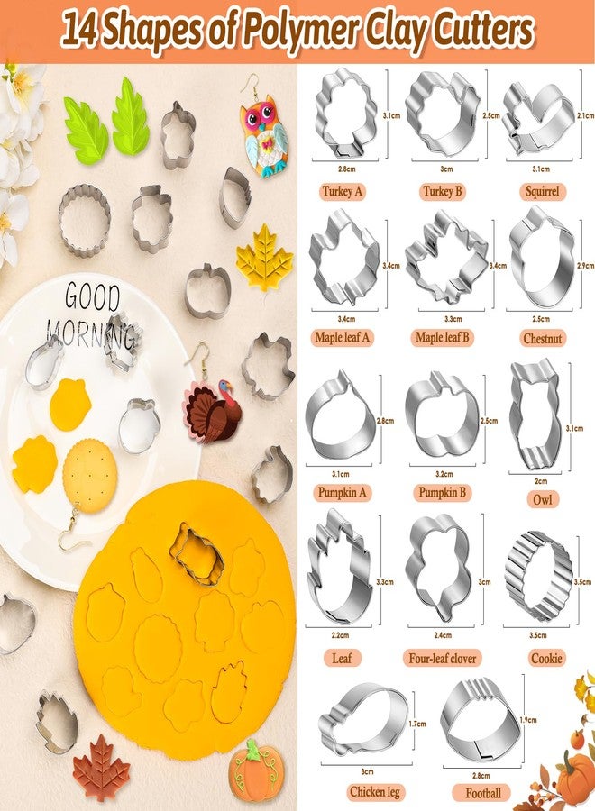 Cruzix Thanksgiving Polymer Clay Earing Cutters, Fall Polymer Clay Cutters Mini Pumpkin Chicken Earrings Cutters with 640 Jewelry Making Accessories 16 Circle Shape Earring Cutters Tools - Image 3